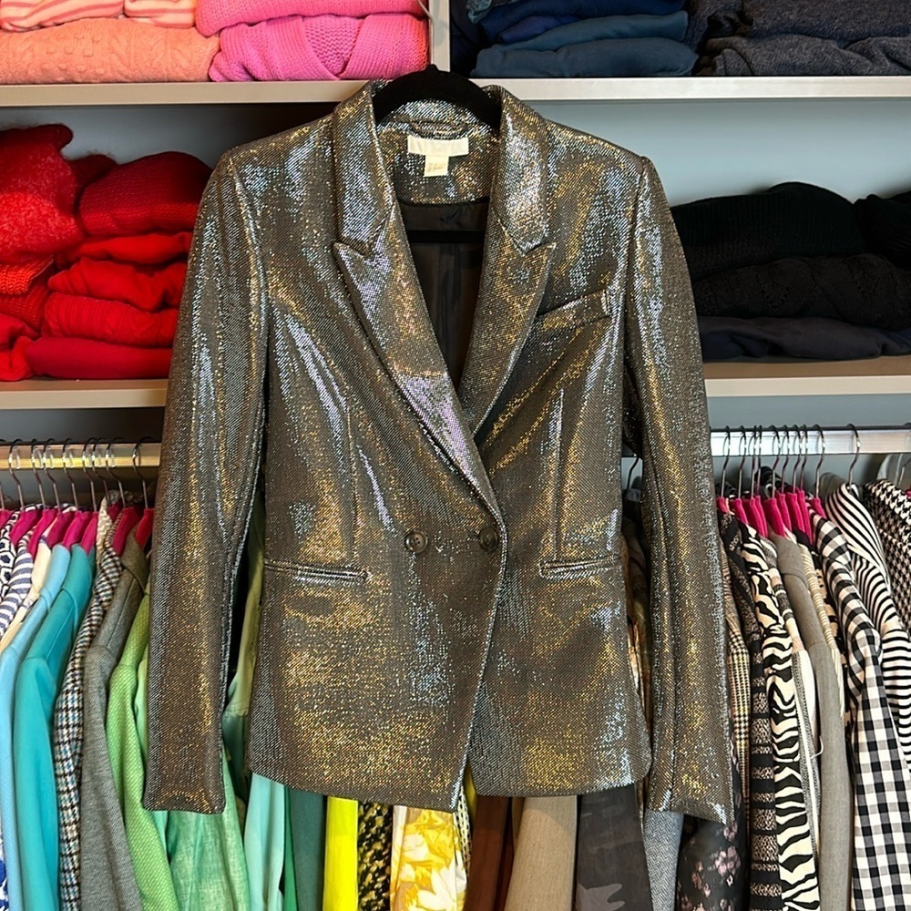 H&M silver shimmery blazer size 34/ US 2